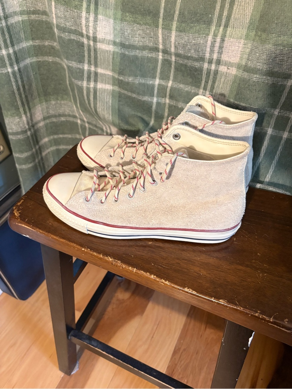 Converse Cons High-Top Suede Sneakers in Gray with white canvas tongue